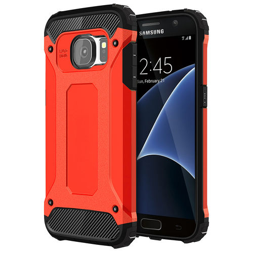 Military Defender Tough Shockproof Case for Samsung Galaxy S7 - Red